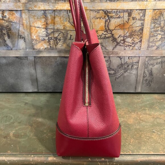 Michael Kors Mercer Medium Pebbled Leather Burgundy Tote - Picture 5 of 9